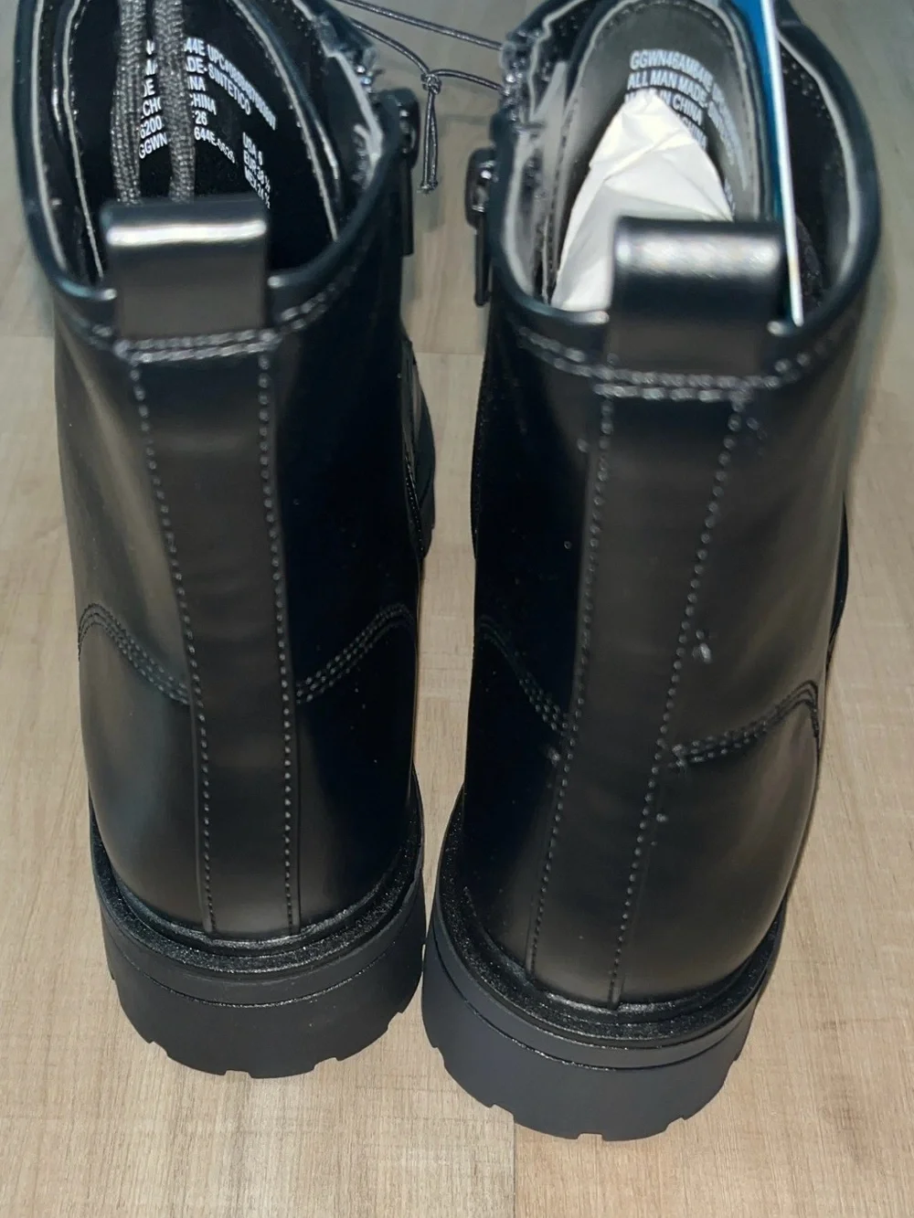 Girl’s Black Combat Lace-Up Boots with Side Zip
